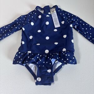 Osh Kosh B'gosh Baby Girls Swimsuit 6M Bathing Suit 1 Piece Bodysuit Polka Dot